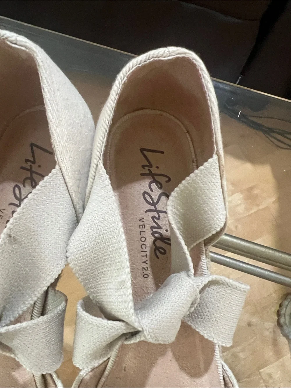 Life Stride Cream Espadrille Flats with Bow Accent